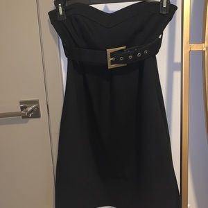 Size 2 Black Shoshanna belted strapless dress